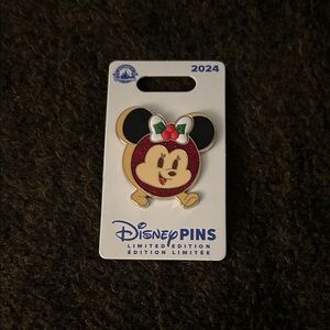 Disney Minnie Mouse Pin with Red and Green Accents